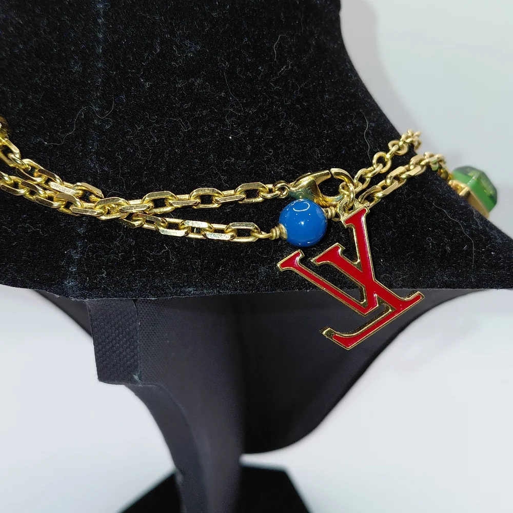 Louis Vuitton Sautoir Plastron Cosmopolotian Lng Necklace W Multi Colored Charms